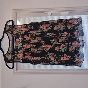 Floral Sleeveless Top - Black and Pink Lg